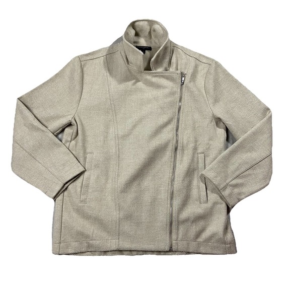 Banana Republic Jackets & Blazers - Banana Republic Beige Herringbone Moto Jacket Mid-weight Classic Preppy Womens L